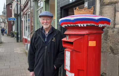 Peter in Cupar at Coronation time; watching the coronation on TV took us back to 1952